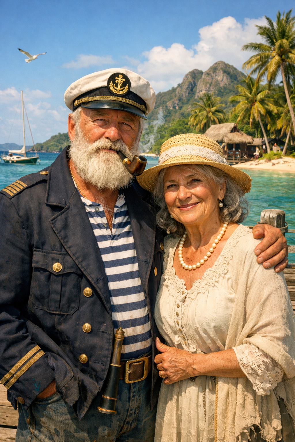 old retired captain and his wife