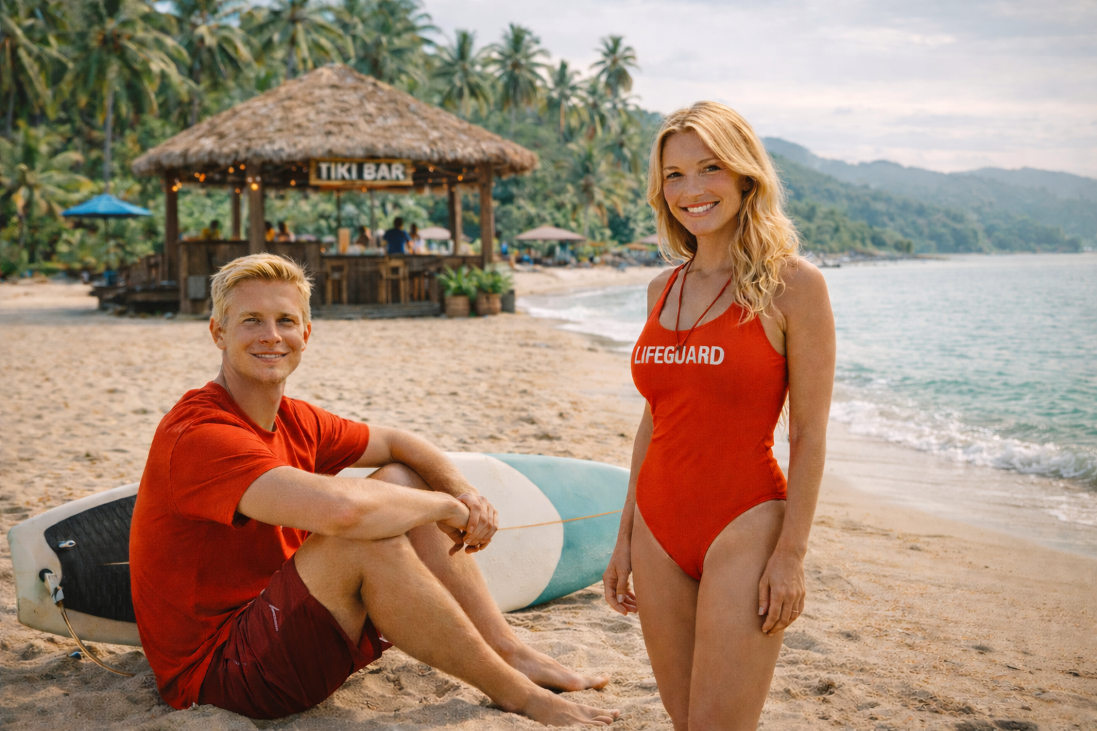 ryder and denise at tiki bar