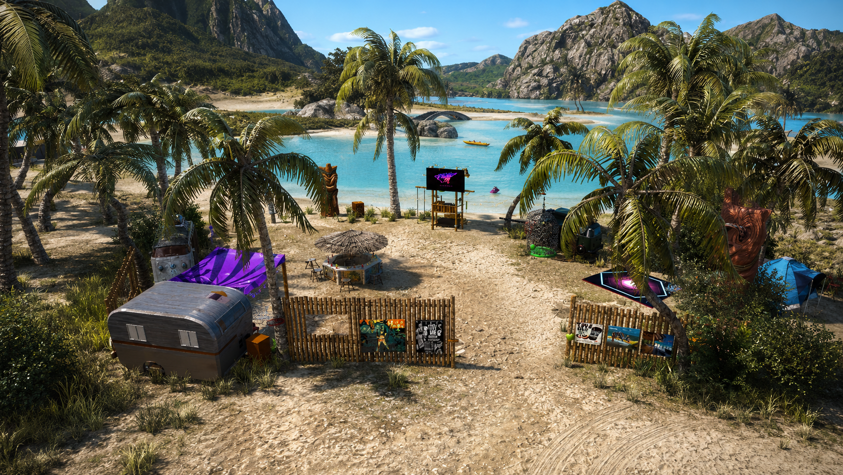 tiki bar vrchat screenshoot enhanced with ai