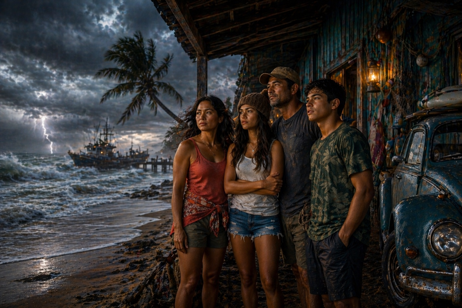 kanoa family watching storm
