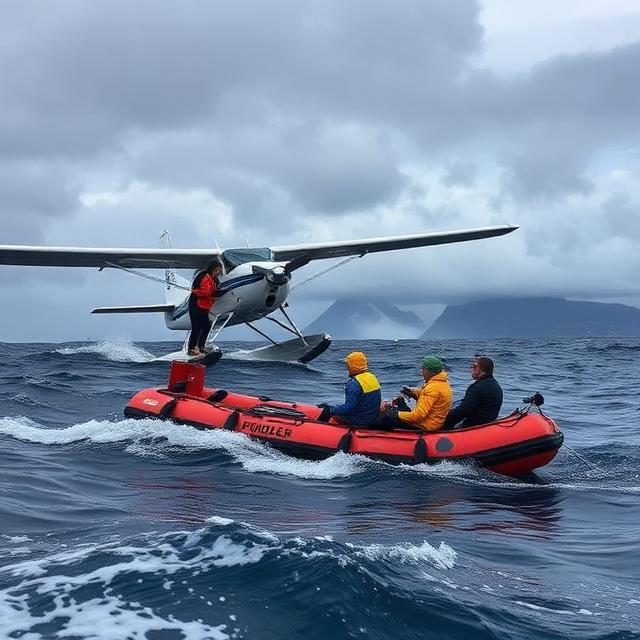seaplane saving people in storm
